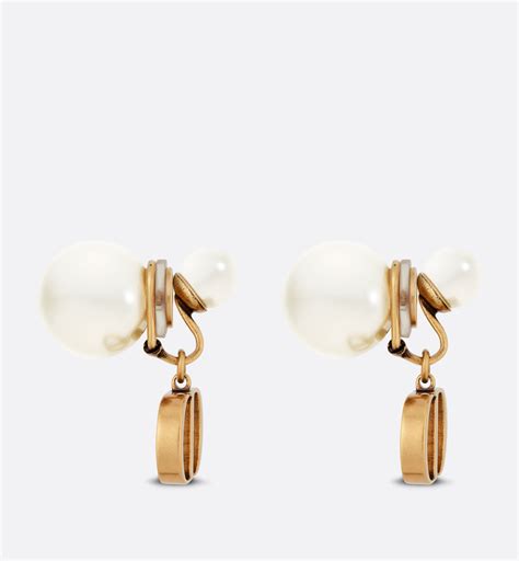 Christian Dior Pearl Tribales Antique Gold Earrings 